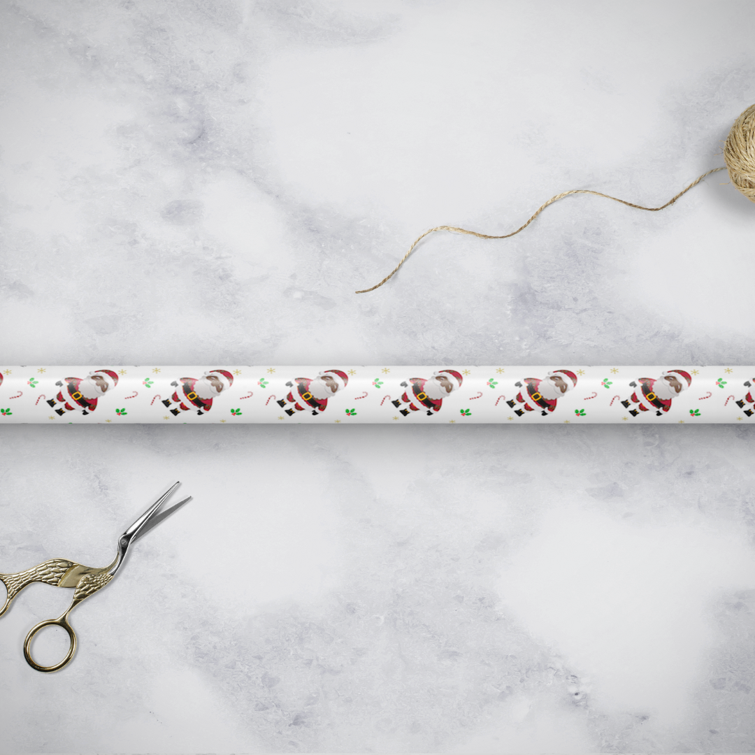 Christmas Black Santa Gift Wrap | AfroTouch Design