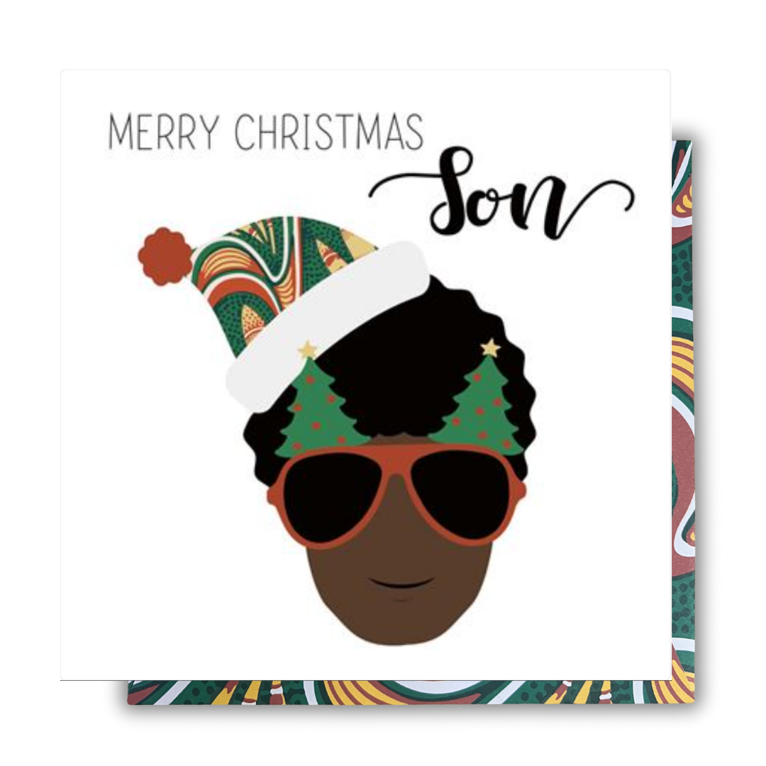 Merry Christmas Son | Christmas Card | AfroTouch Kindred Collection- AfroTouch Kindred Collection