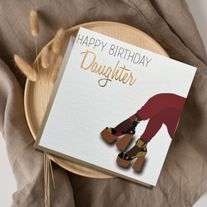 Black girl greeting card from AfroTouch Design with Gold foil lettering