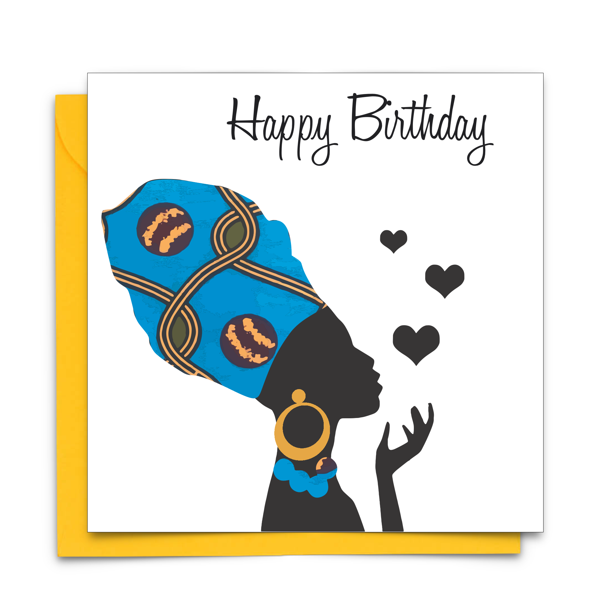 Diverse Ethnic Black African Birthday Cards with  wax print fabric