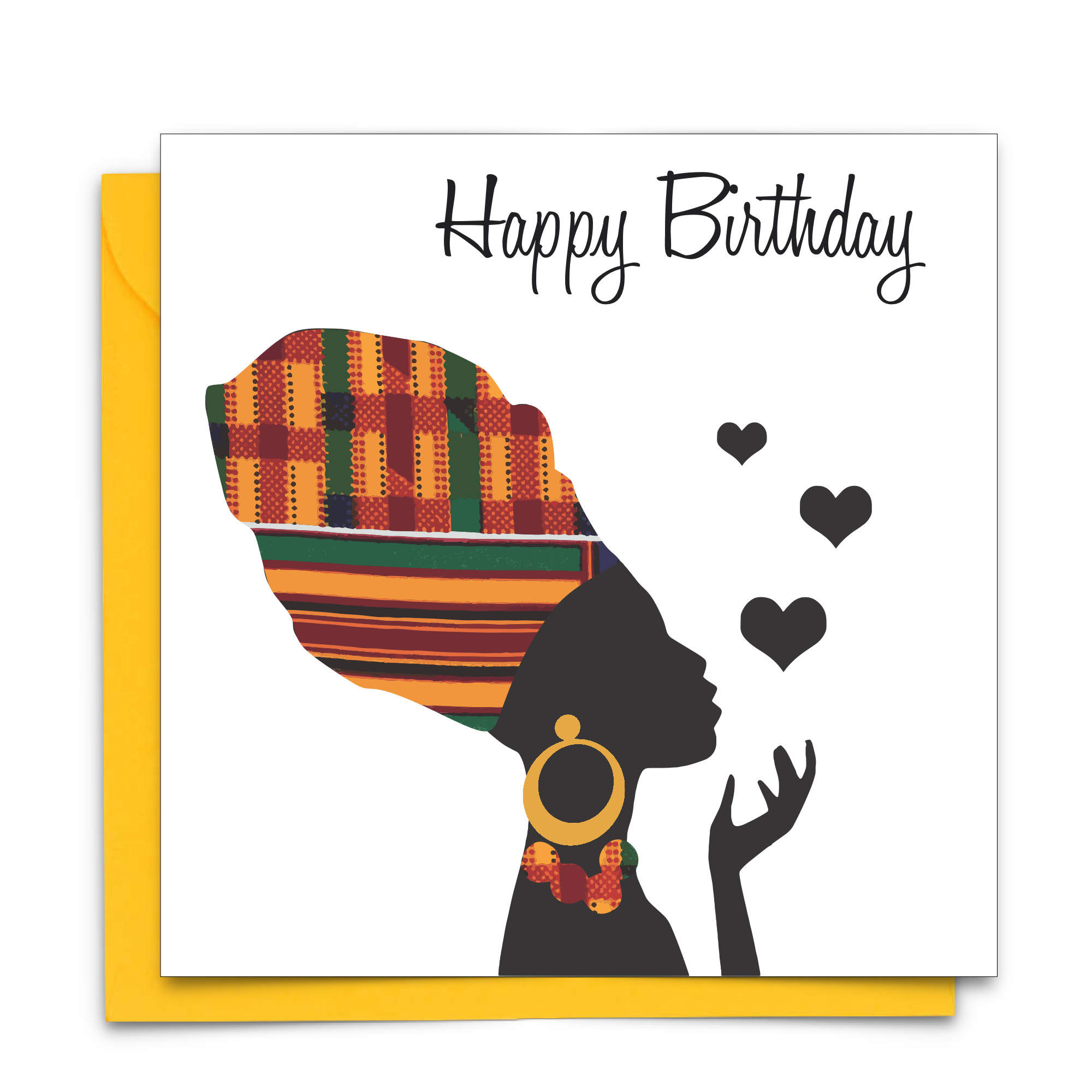 Diverse Ethnic Black African Birthday Cards with  wax print fabric
