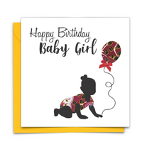 Diverse Ethnic Black African Birthday Cards with  wax print fabric