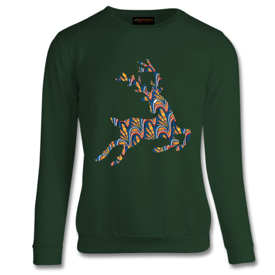 Diverse Christmas sweatshirt Jumper with digital African print and ethnic design fabric