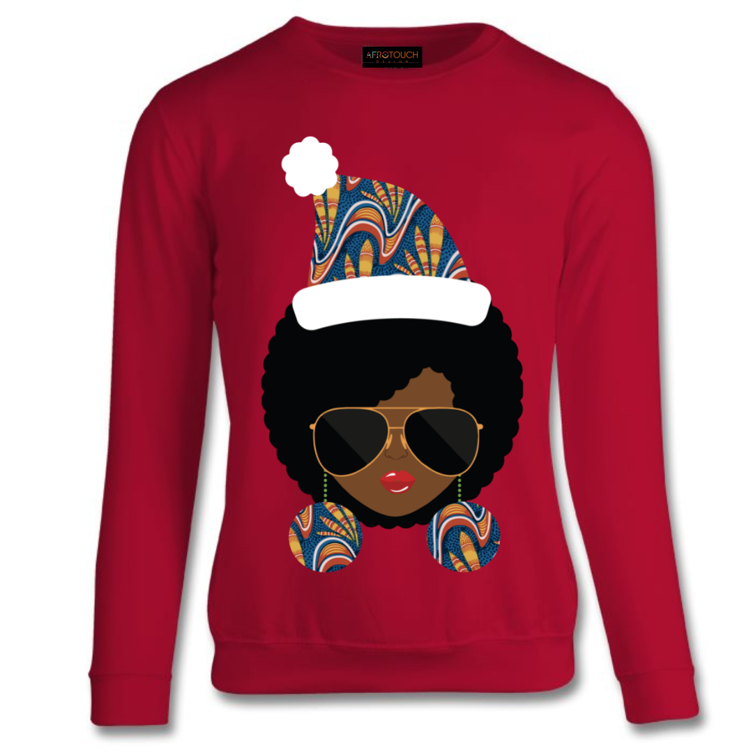 Diverse Christmas sweatshirt Jumper with digital African print and ethnic design fabric