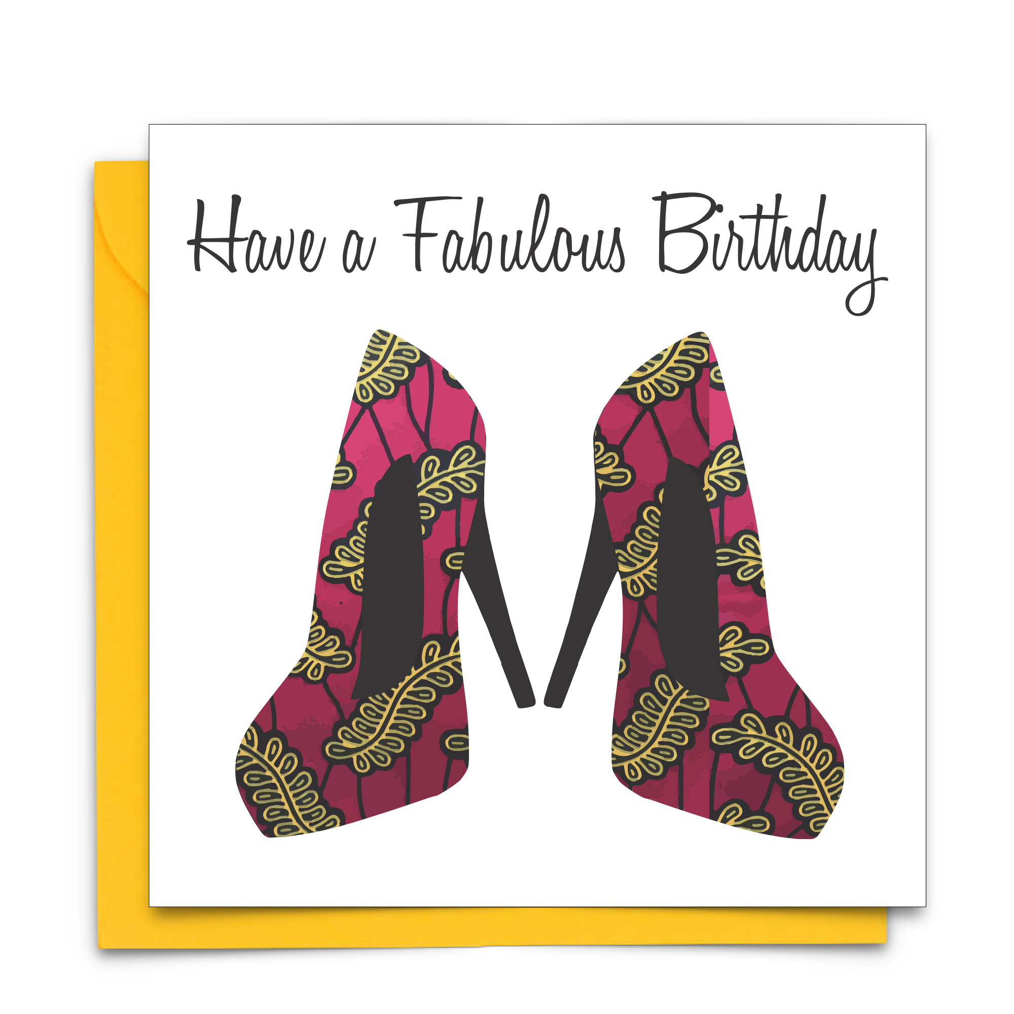Diverse Ethnic Black African Birthday Cards with  wax print shoes