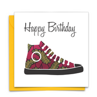 Diverse Ethnic Black African Birthday Cards with  wax print trainer
