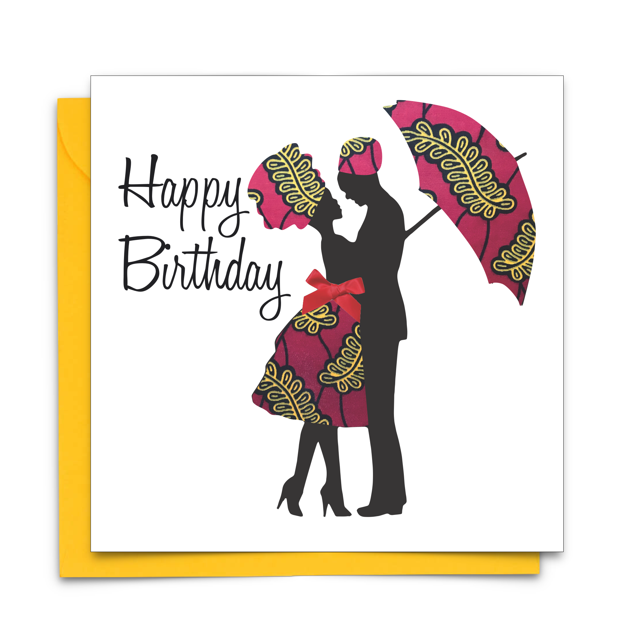 Diverse Ethnic Black African Birthday Cards with  wax print fabric