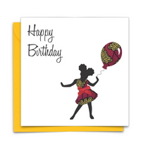 Diverse Ethnic Black African Birthday Cards with  wax print fabric