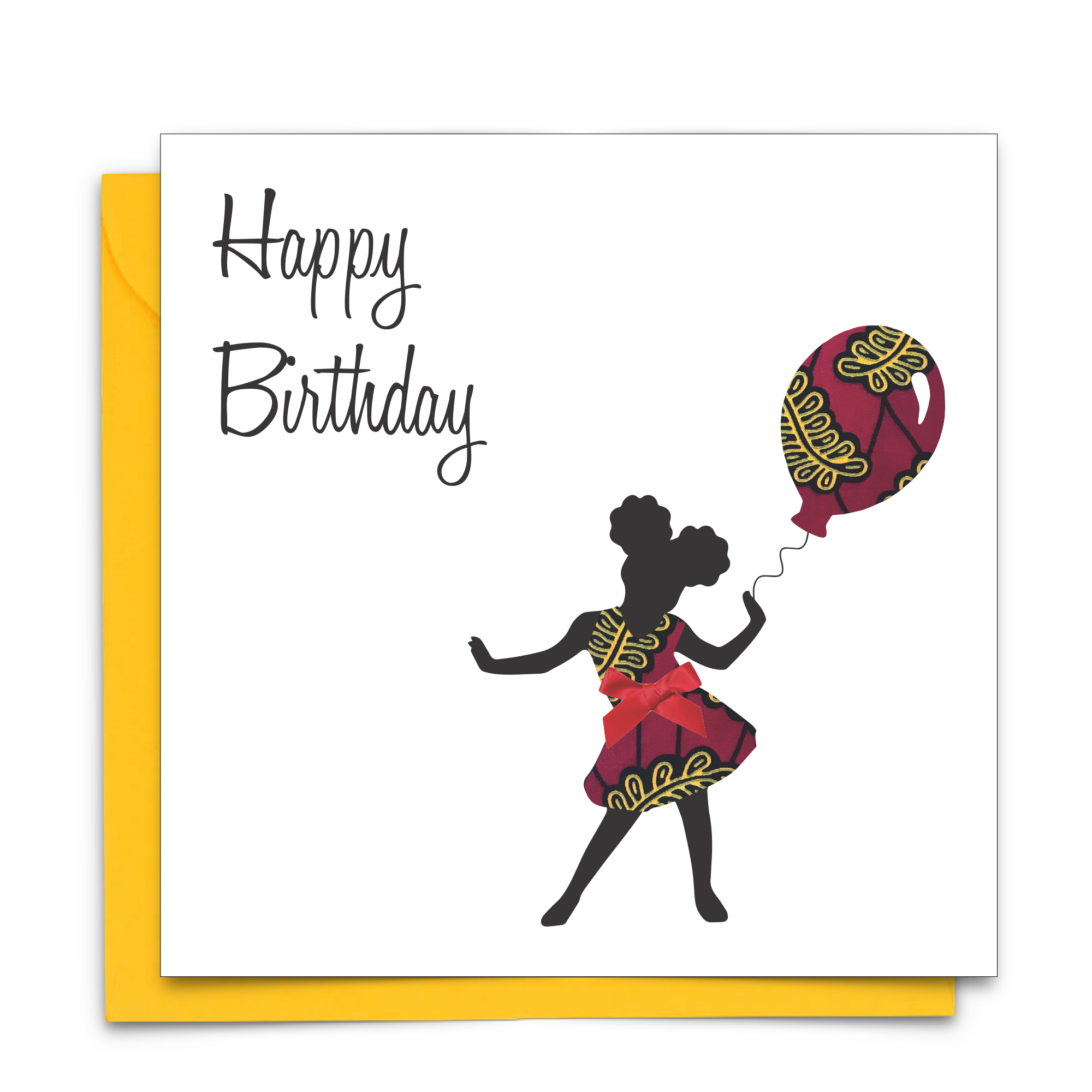 Diverse Ethnic Black African Birthday Cards with  wax print fabric