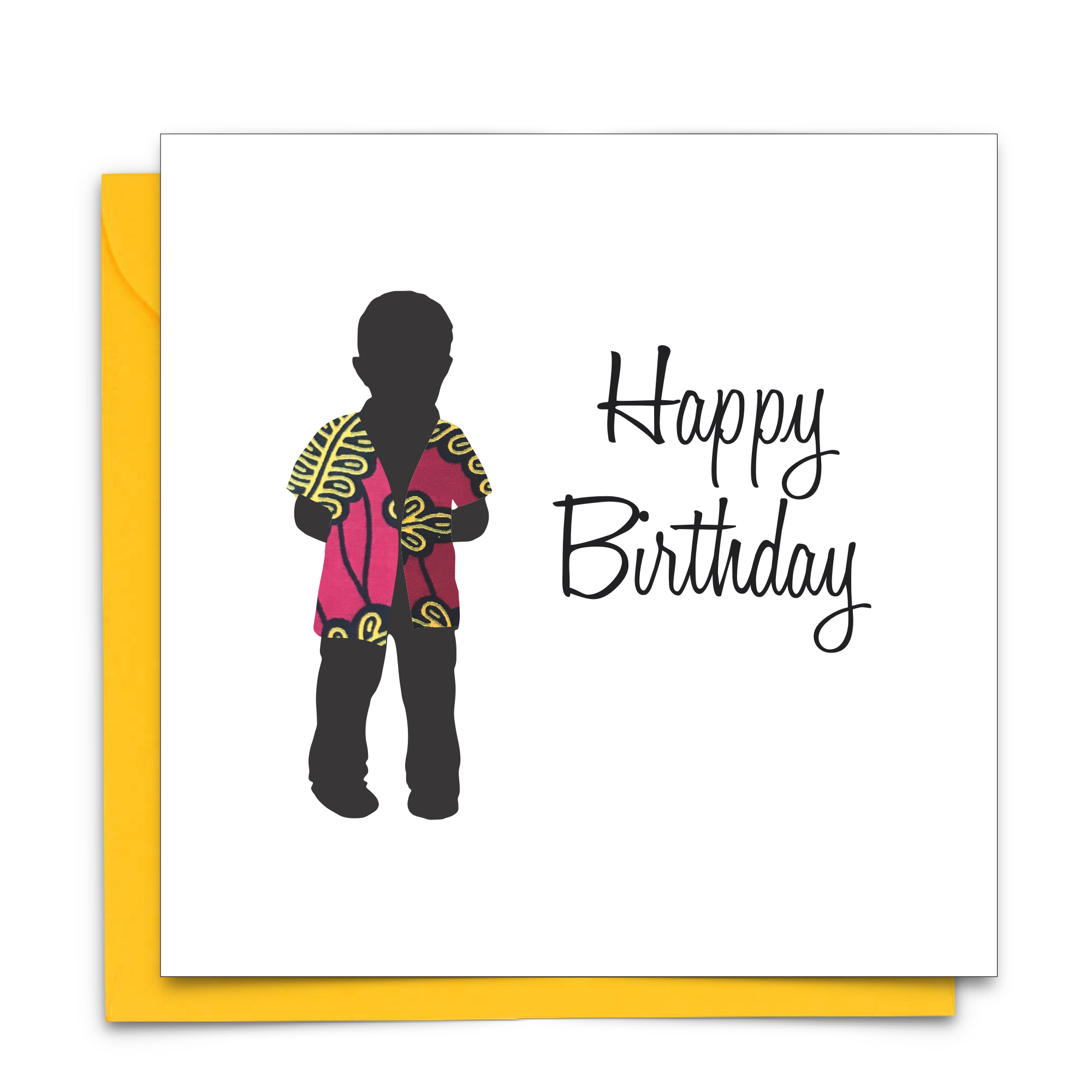 Diverse Ethnic Black African Birthday Cards with  wax print fabric