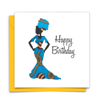 Diverse Ethnic Black African Birthday Cards with  wax print fabric