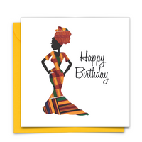 Diverse Ethnic Black African Birthday Cards with  wax print fabric
