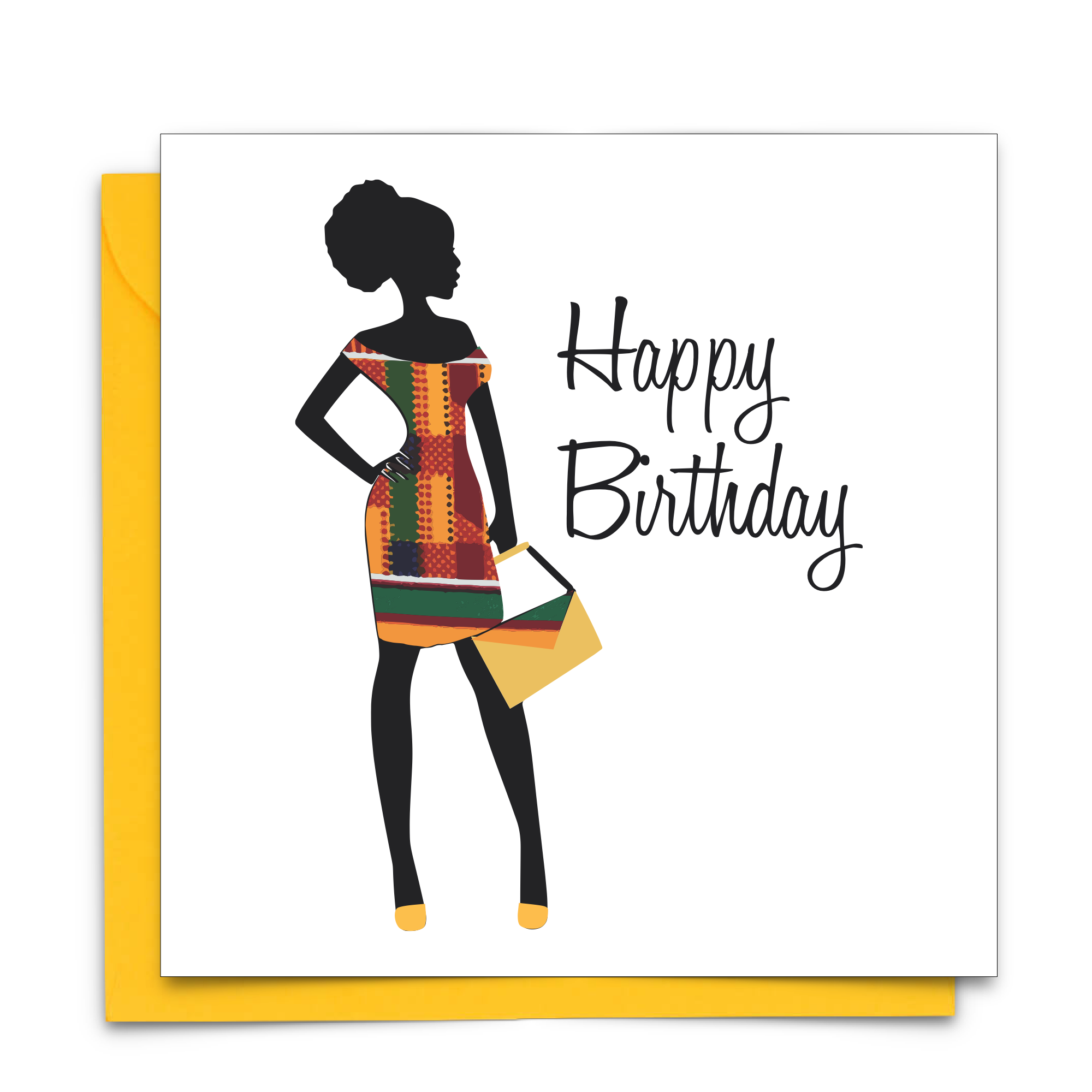 Diverse Ethnic Black African Birthday Cards with  wax print fabric