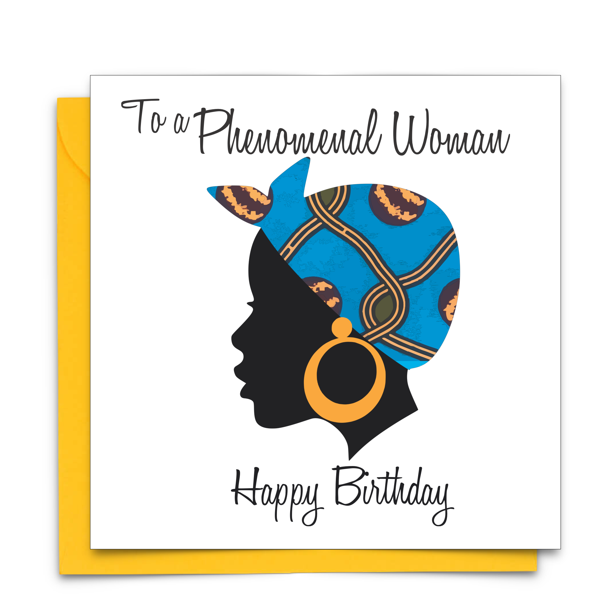 Diverse Ethnic Black African Birthday Cards with  wax print fabric