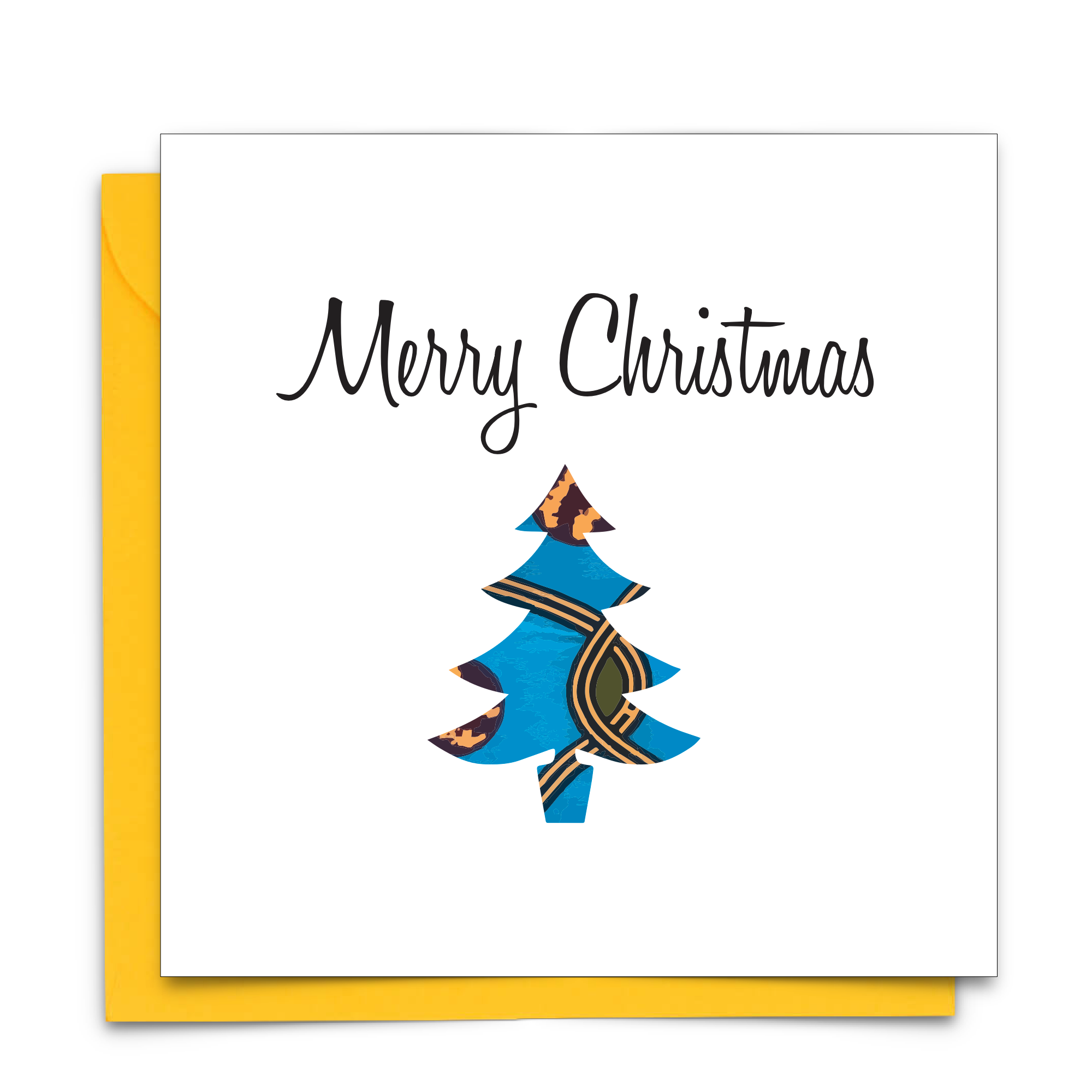 Diverse African Print Christmas Card with Christmas Tree