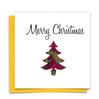 Diverse African Print Christmas Card with Christmas Tree