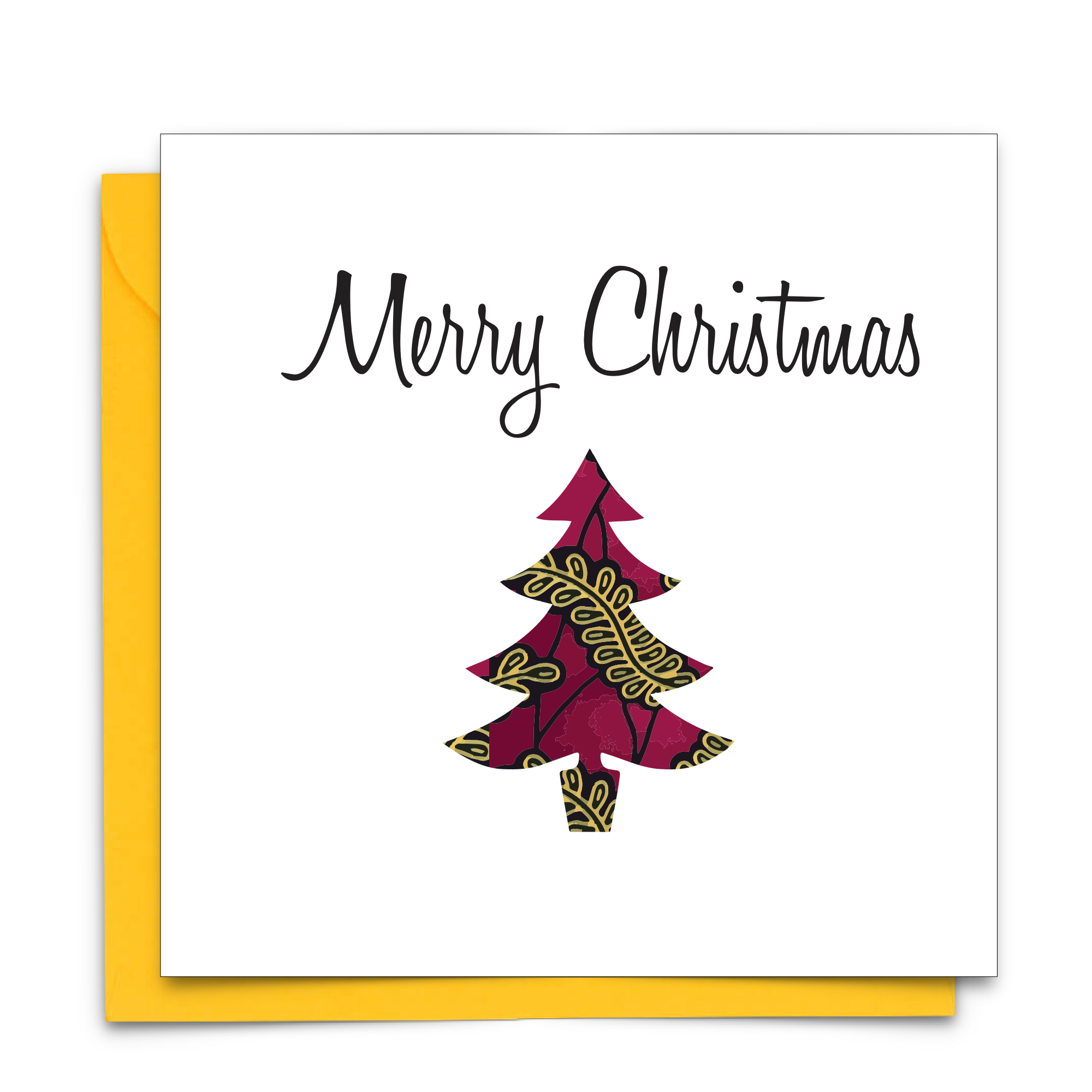 Diverse African Print Christmas Card with Christmas Tree