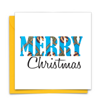 Diverse African Print Christmas Card with  Merry Christmas text