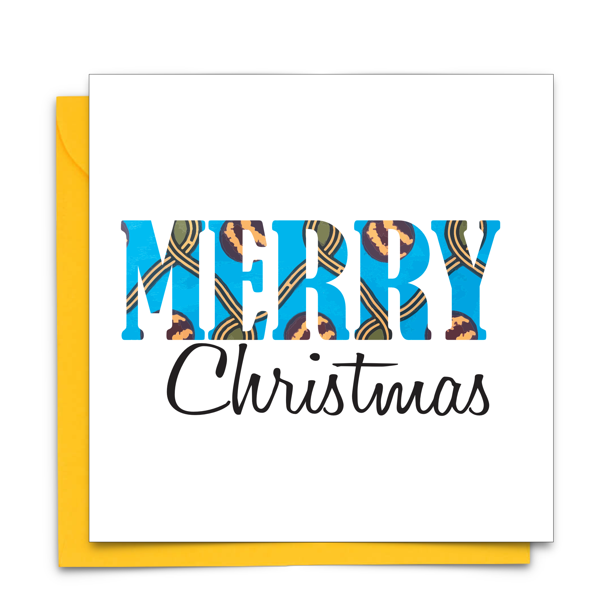 Diverse African Print Christmas Card with  Merry Christmas text