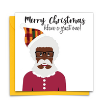 Diverse African Print Christmas Card with black Santa