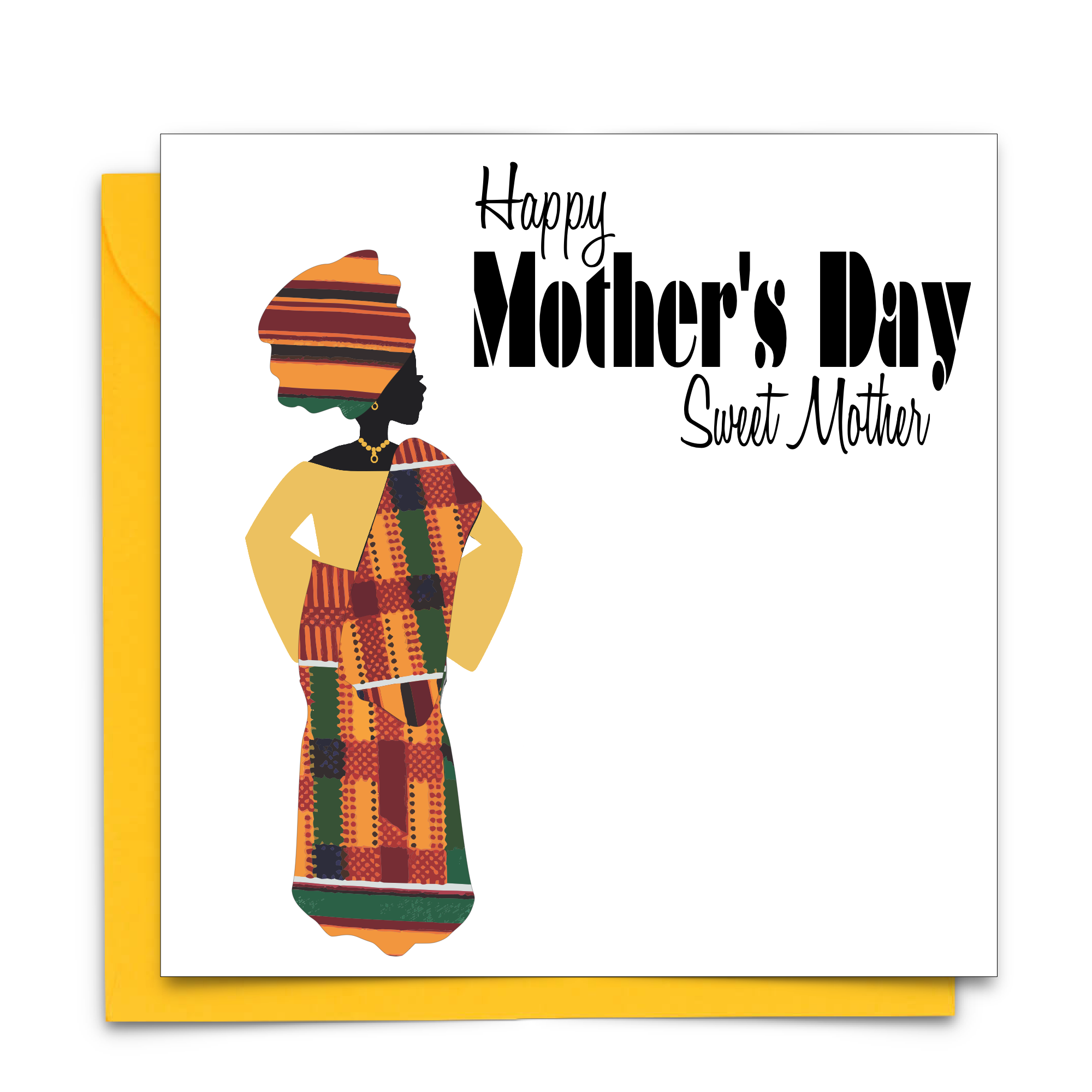 Black Mother's Day Card with African Print Fabric