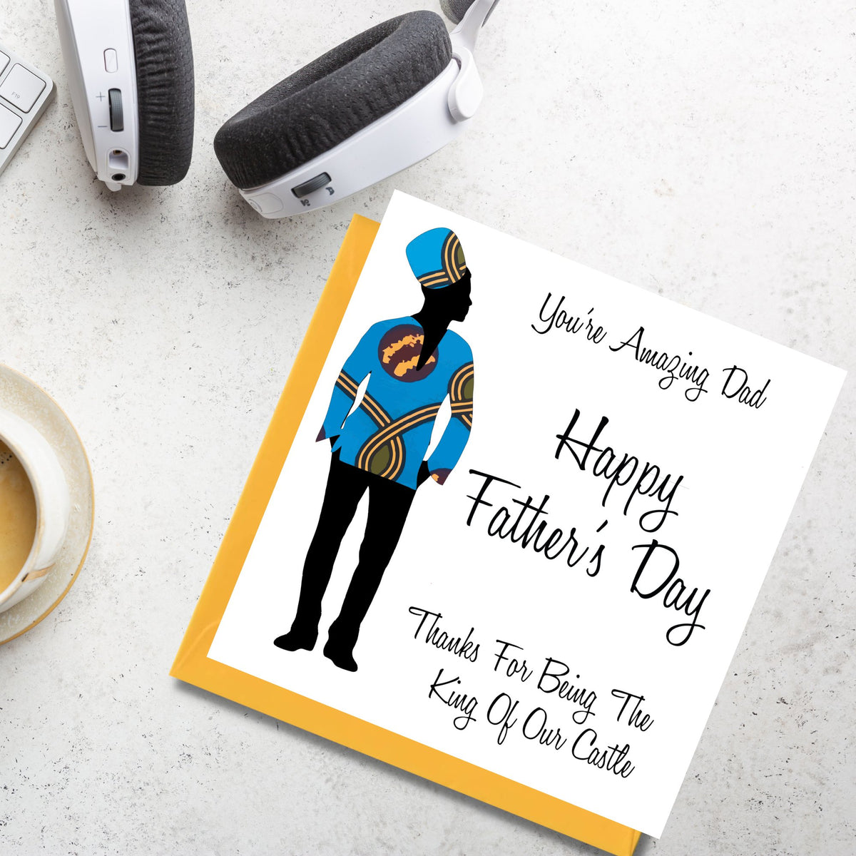 BLACK FATHER'S DAY CARD AFROTOUCH DESIGN