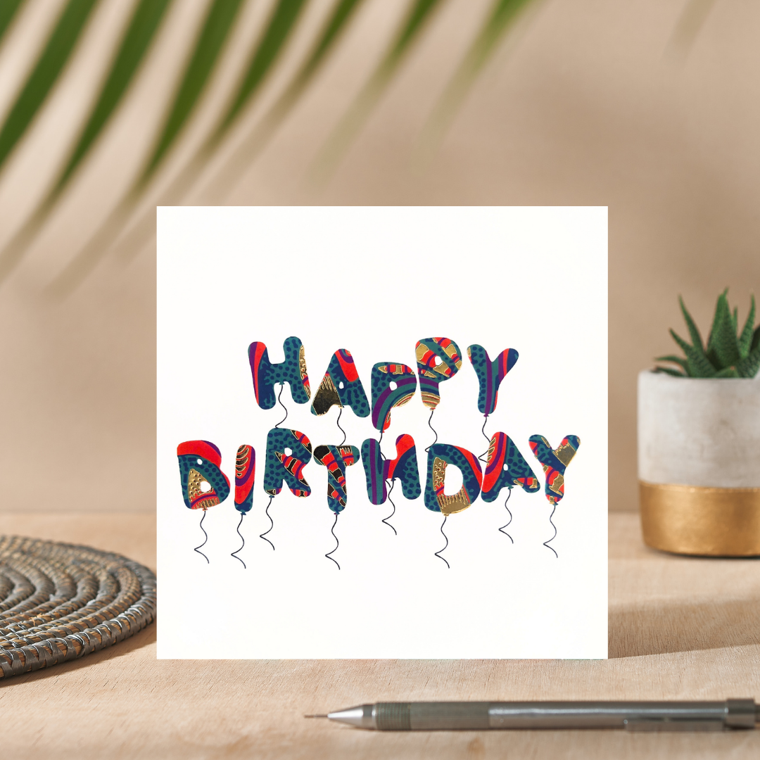 HB Balloons Vibe | Vibrance Collection - AfroTouch Design Birthday Card