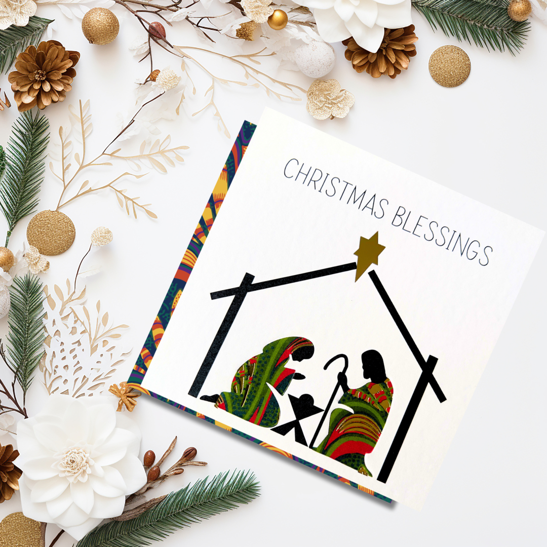 Christmas Blessings | Wrapped in Wonder Collection - AfroTouch Design Christmas Card