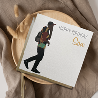 Black boy greeting card from AfroTouch Design with Gold foil lettering