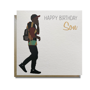 Black boy greeting card from AfroTouch Design with Gold foil lettering