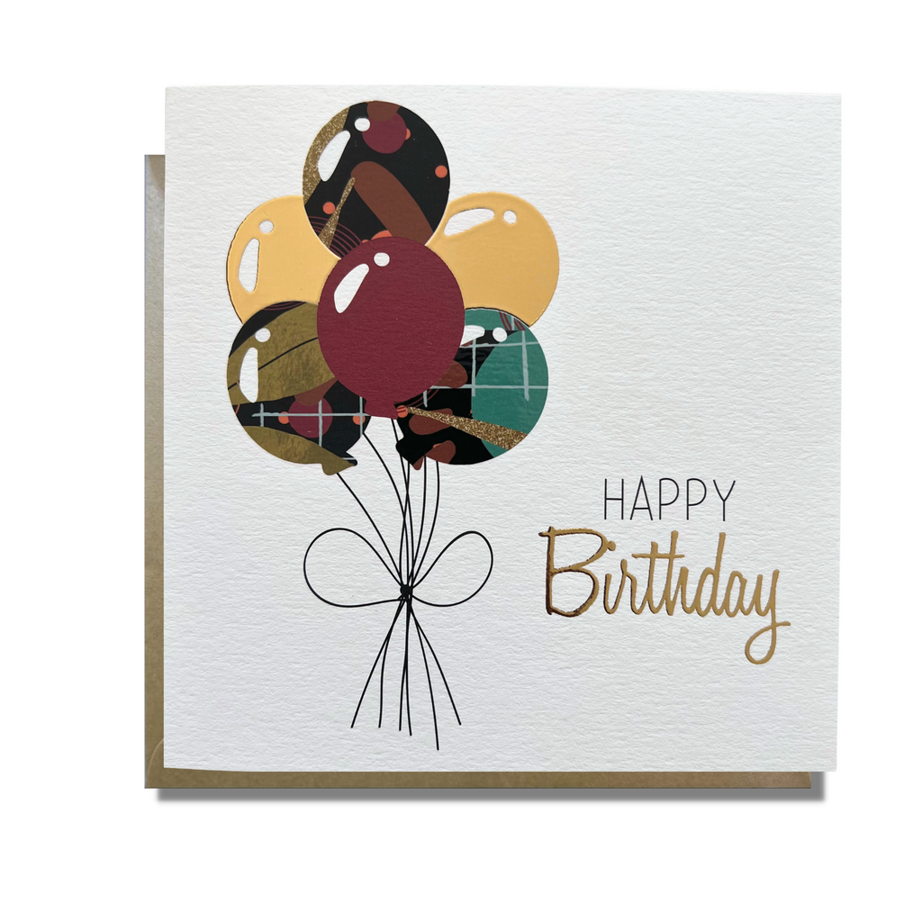 Diverse Birthday card with balloon from AfroTouch Design with Gold foil lettering