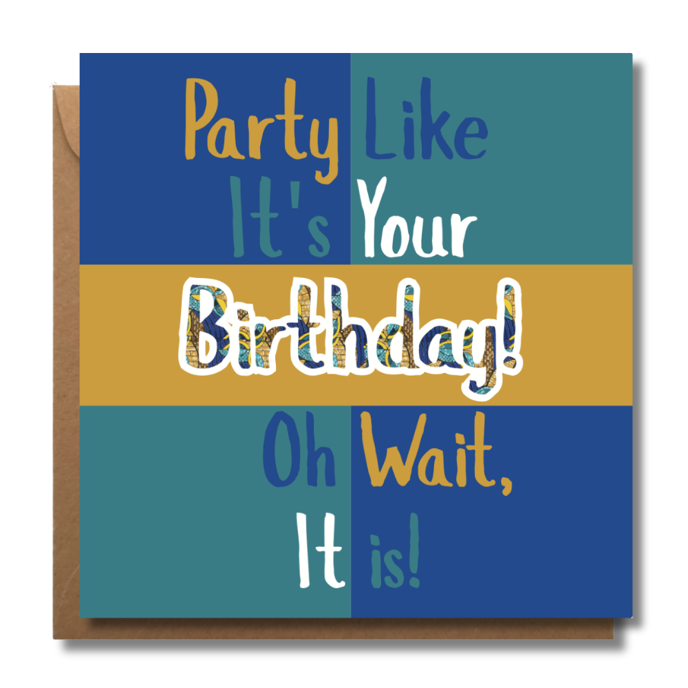 Partytime Blue | Vibes & Wishes Collection - AfroTouch Design Birthday Card