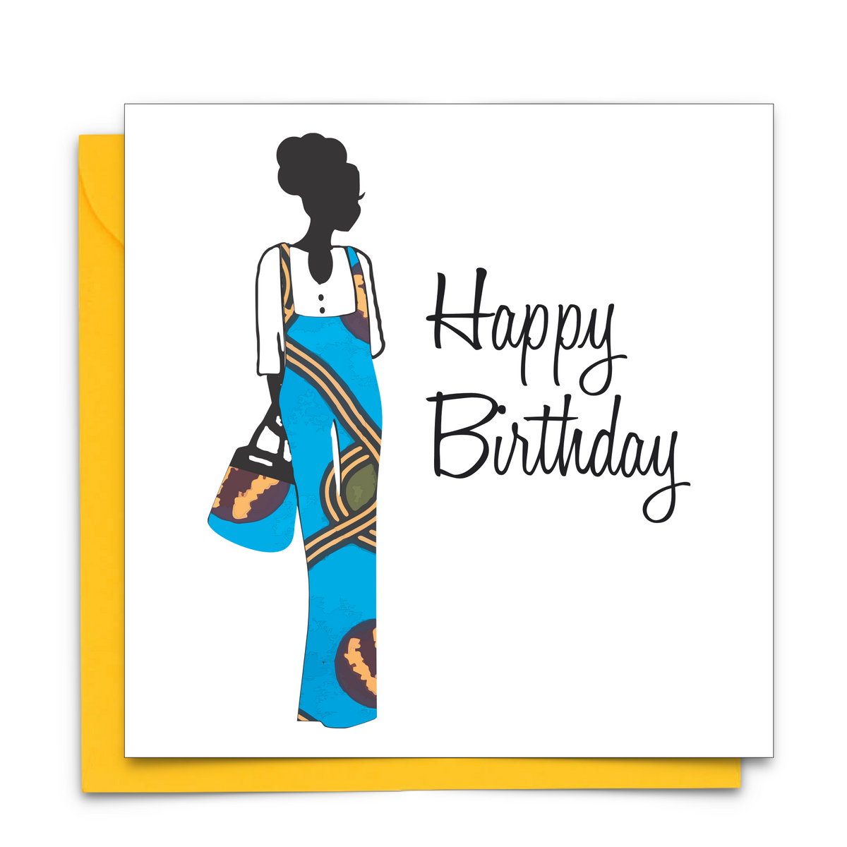 Diverse Ethnic Black African Birthday Cards with  wax print fabric