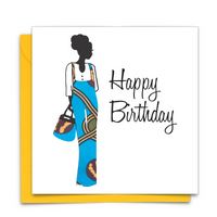 Diverse Ethnic Black African Birthday Cards with  wax print fabric