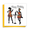 Diverse Ethnic Black African Birthday Cards with  wax print fabric