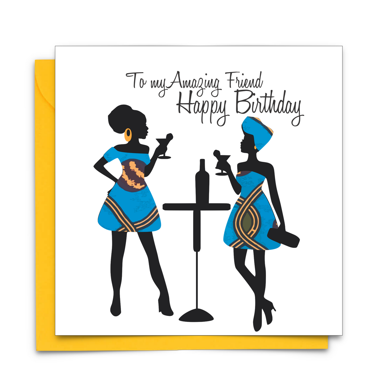 Diverse Ethnic Black African Birthday Cards with  wax print fabric