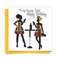 Diverse Ethnic Black African Birthday Cards with  wax print fabric