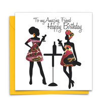 Diverse Ethnic Black African Birthday Cards with  wax print fabric