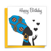 Diverse Ethnic Black African Birthday Cards with  wax print fabric