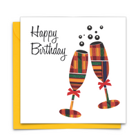 Diverse Ethnic Black African Birthday Cards with  wax print fabric