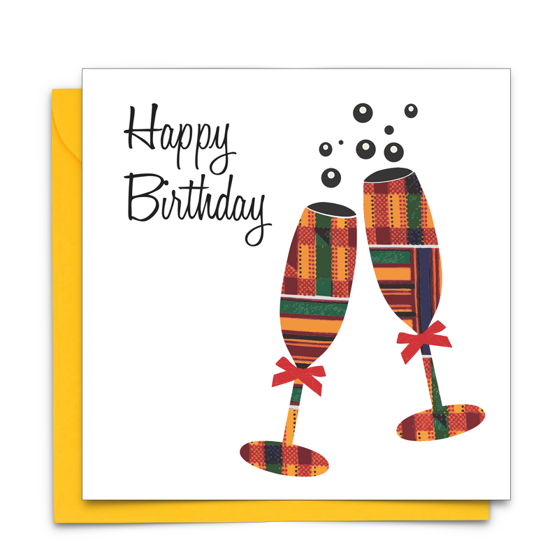 Diverse Ethnic Black African Birthday Cards with  wax print fabric