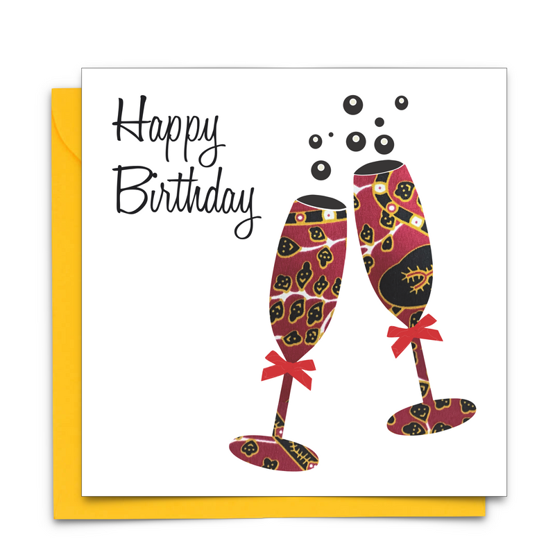 Diverse Ethnic Black African Birthday Cards with  wax print fabric