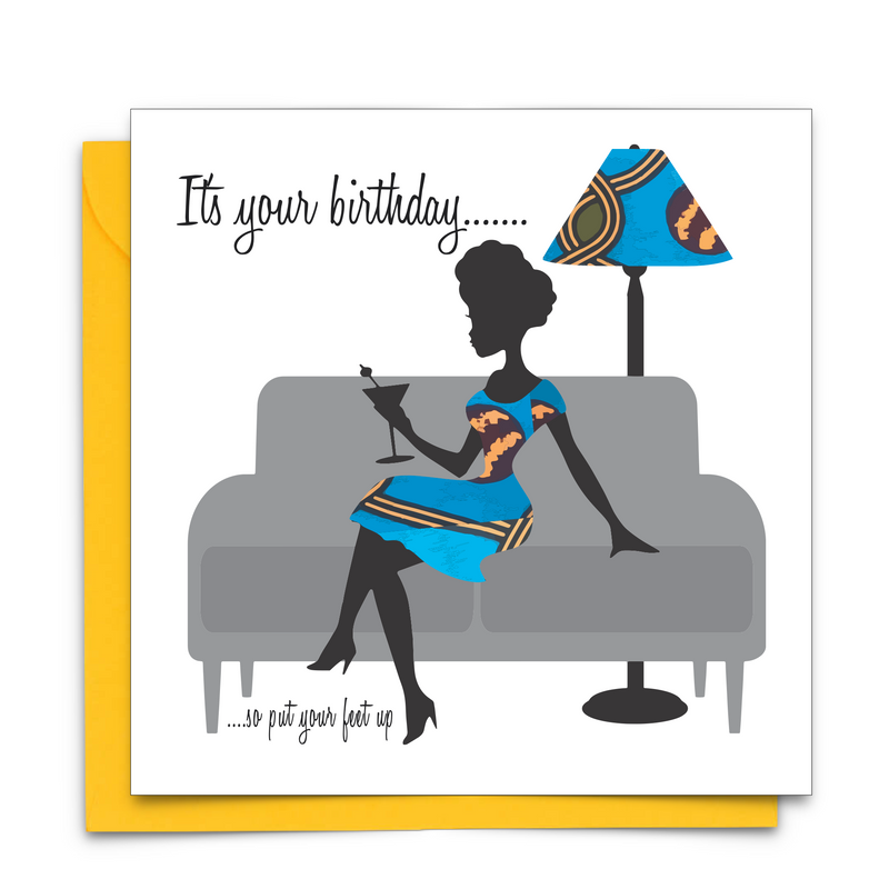 Diverse Ethnic Black African Birthday Cards with  wax print fabric