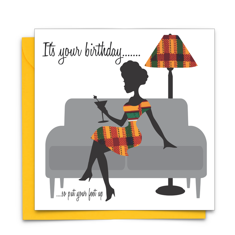 Diverse Ethnic Black African Birthday Cards with  wax print fabric