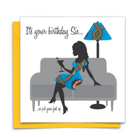 Diverse Ethnic Black African Birthday Cards with  wax print fabric