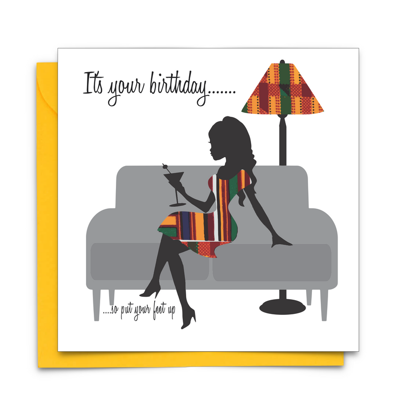 Diverse Ethnic Black African Birthday Cards with  wax print fabric