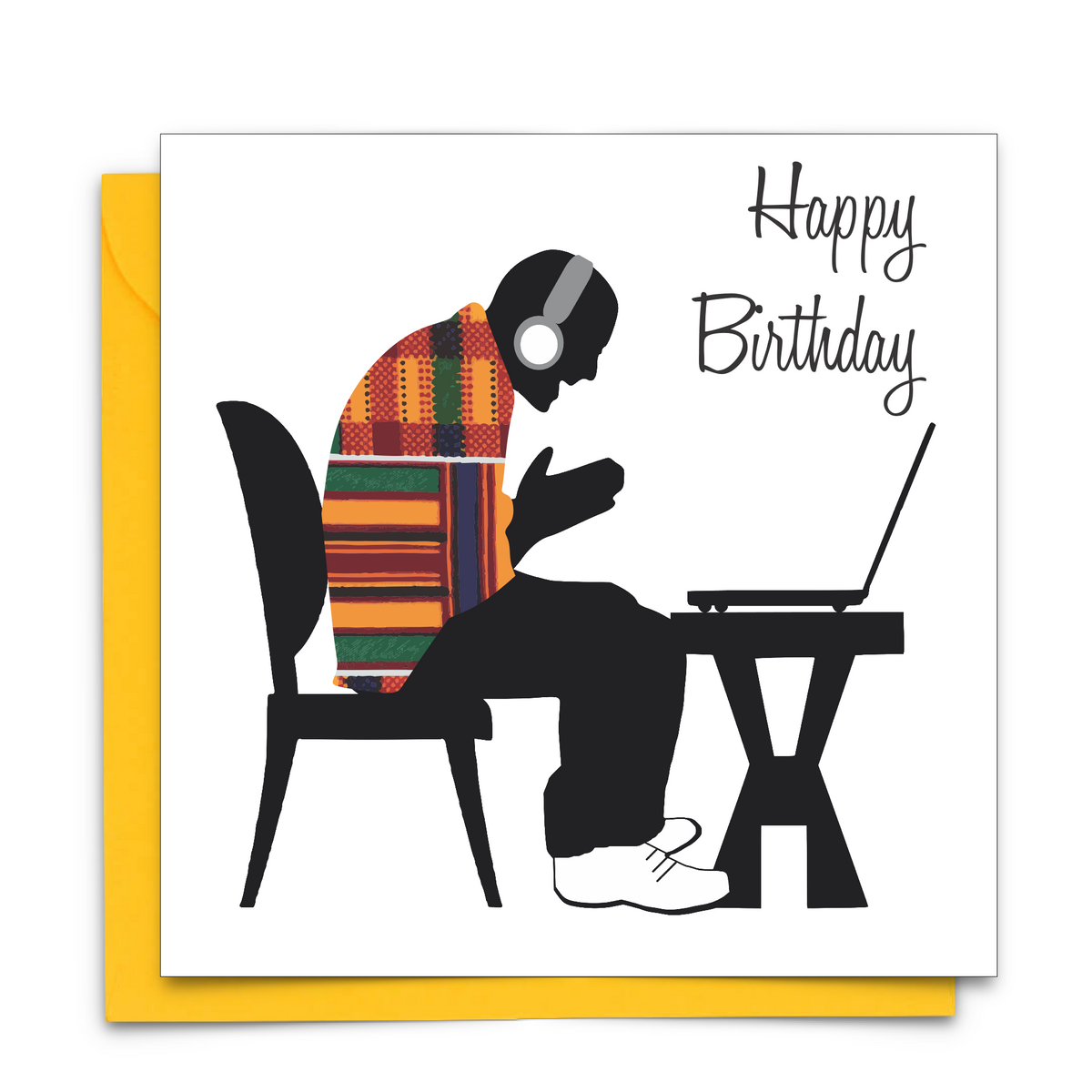 Diverse Ethnic Black African Birthday Cards with  wax print fabric