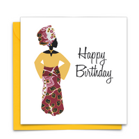 Diverse Ethnic Black African Birthday Cards with  wax print fabric