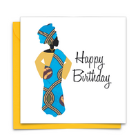 Diverse Ethnic Black African Birthday Cards with  wax print fabric