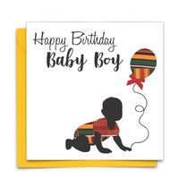 Diverse Ethnic Black African Birthday Cards with  wax print fabric